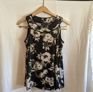 Dressy tank, by Apt.9, black floral print size Small